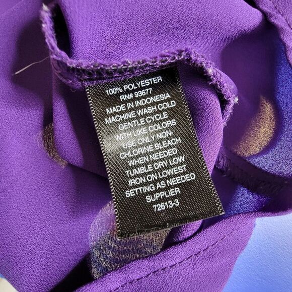 Worthington Long Sleeve Button Front Blouse Purple Size Petite Medium - Picture 5 of 13